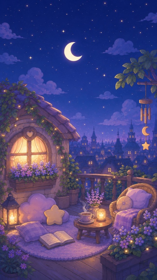 Moonlit Balcony study room